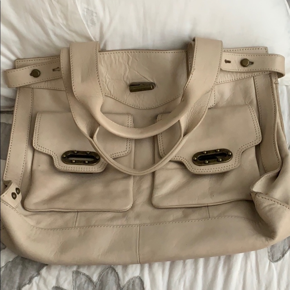 Cream leather satchel